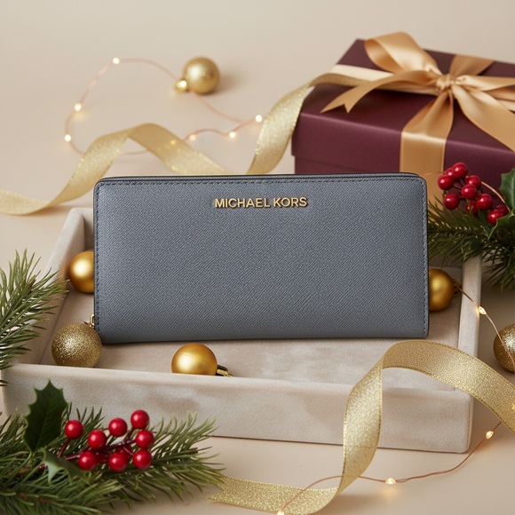 Michael Kors Handbags - Michael Kors Blue Zip Long Wallet